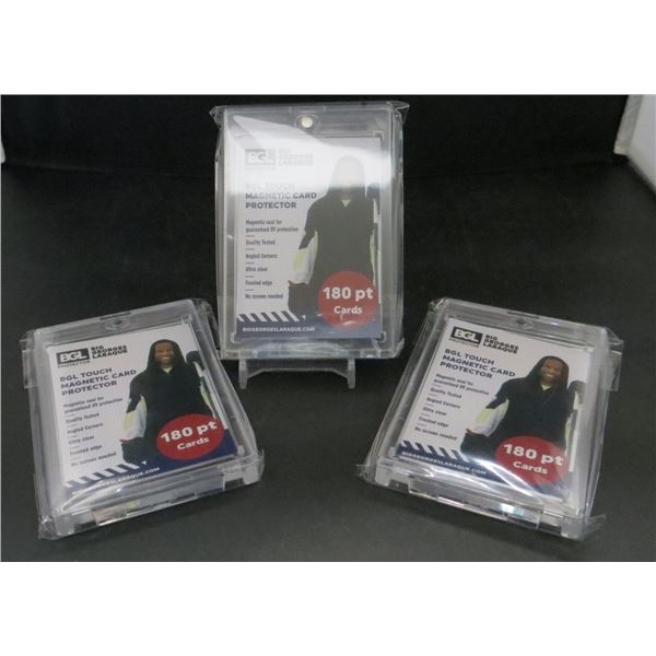 3 New Acrylic One Touch Magnetic Card Holders (holds 180pt cards)