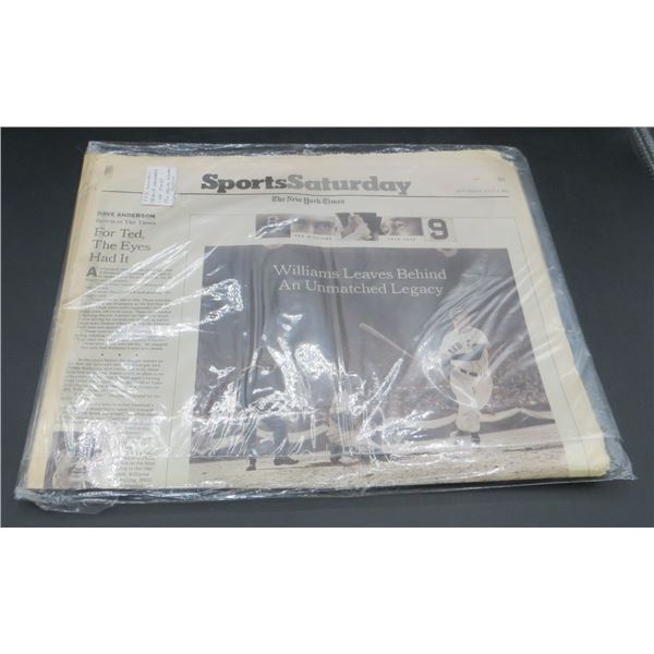 2002 Ted Williams Baseball Tribute Newspaper