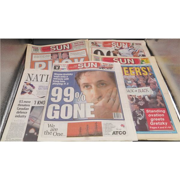Collection of 80's & 90's Wayne Gretzky Headline Newspapers
