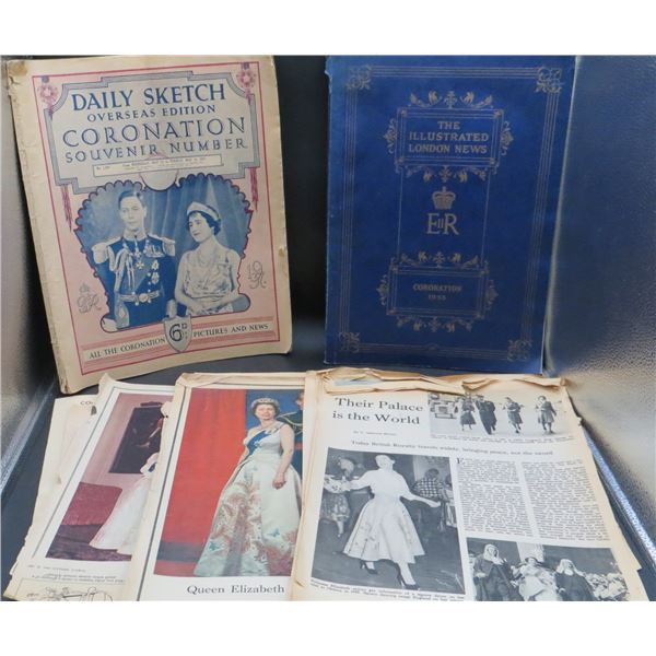 Collection Of Royals Paper Paraphnalia, Vintage Daily Sketch Coronation Souvenir Book & More