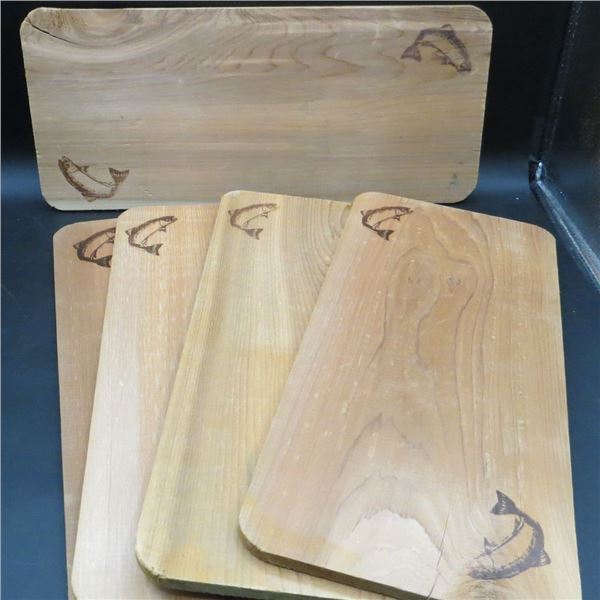 Lot of 5 Wooden Fish Boards 16" x 7"