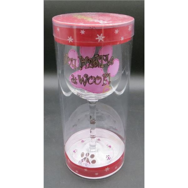 New Pet Holiday Hand Painted Wine Glass "You had me a woof!"