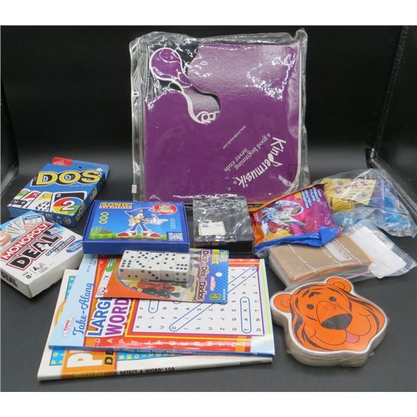 Collection Of Kids Card Games, Dice, Puzzle Books & More