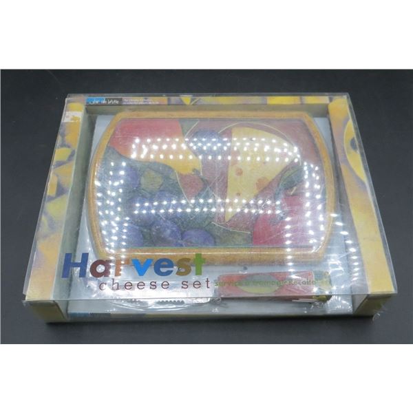 New Joie De Vivre Glass Cheese Cutting Board With Matching Fruit Knife Retails $50+