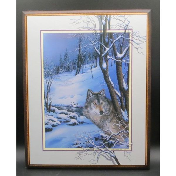 1995 Wolf Print 12x15 On Wood ready to hang