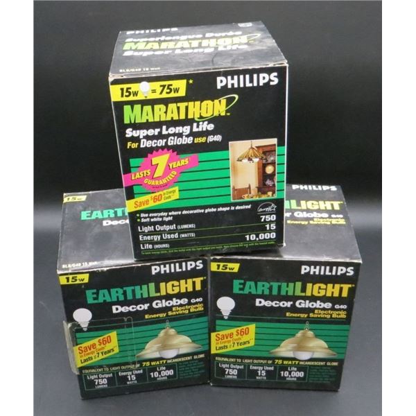 3 New Philips 15W Earthlight Decor Globes