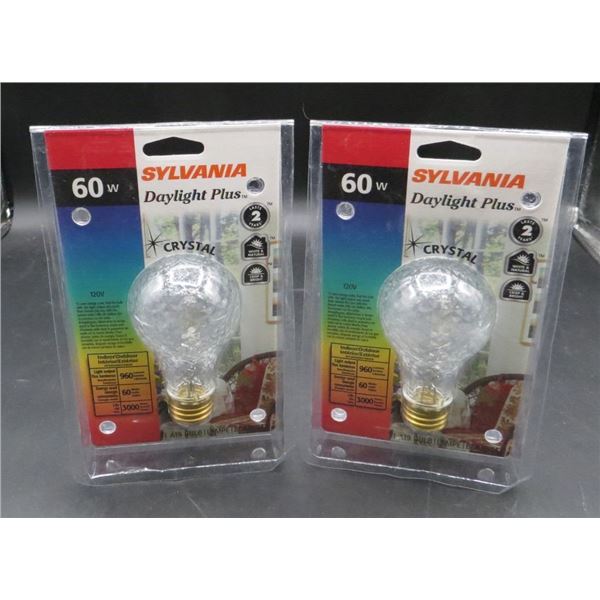 2 New Sylvania 60W Crystal Daylight Plus Bulbs