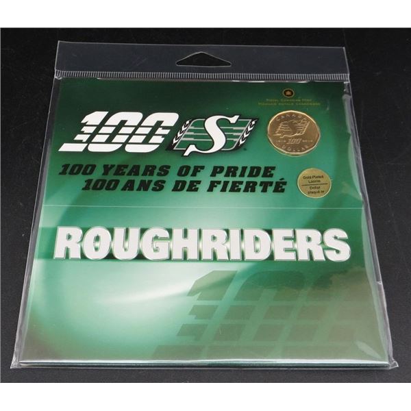 2010 $1 Saskatchewan Roughriders Centennial Gold-Plated Uncirculated Coin