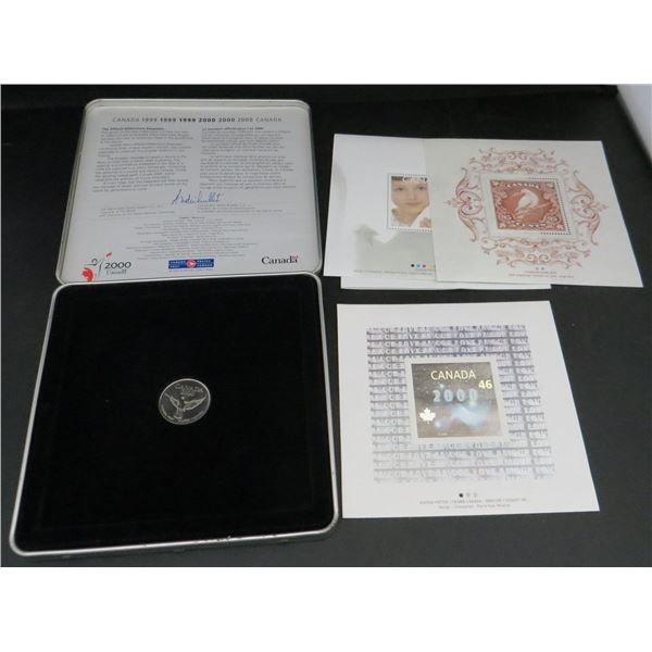 1999 - 2000 Canada Millennium Stamp and Medallion Set With Tin Case