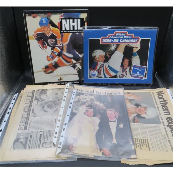 Wayne Gretzky Collection Of Newspaper Clippings, Hardcover Book & Calendar