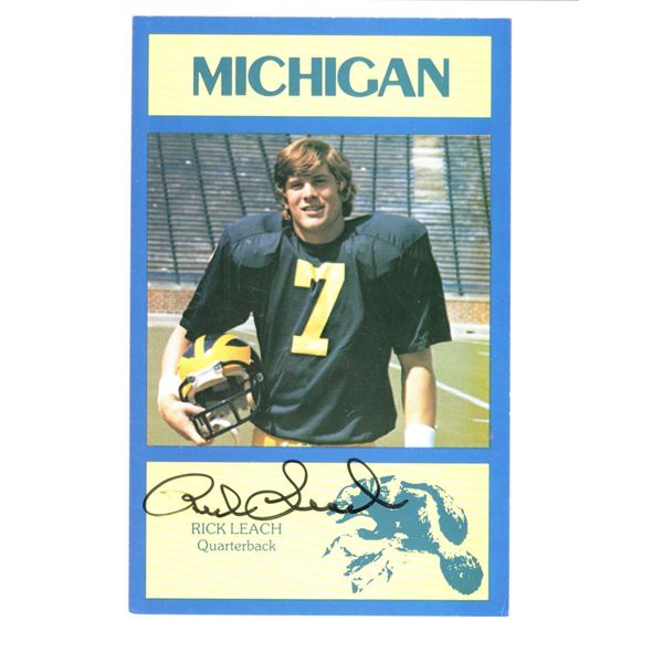 Rick Leach Quarterback Michigan Football Autographed Postcard