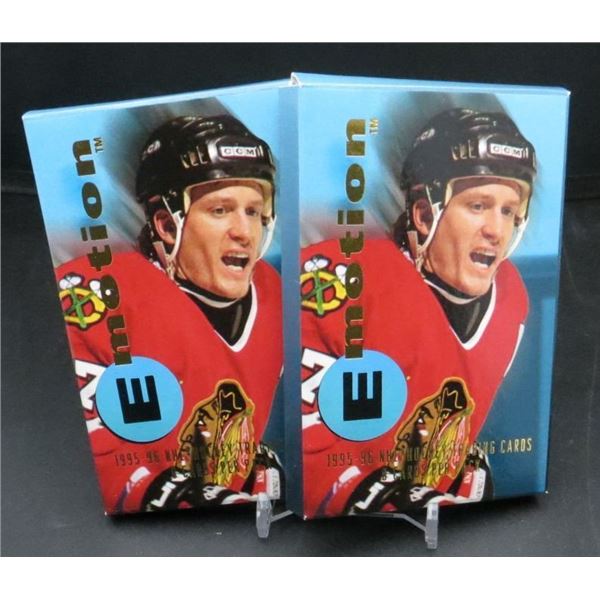 2 Sealed Packs Of 1995-96 Emotion Hockey Cards 8 Cards per pack
