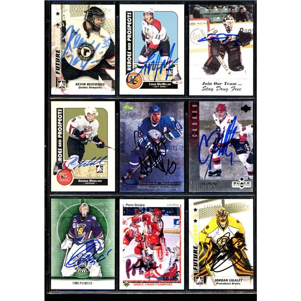 Lot Of 9 Various Autographed Hockey Cards Various Teams & Players