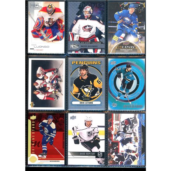 Lot of 9 Various Hockey Inserts or Rookie Cards Various Teams & Players