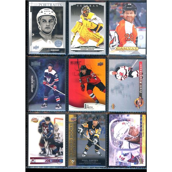 Lot of 9 Various Hockey Inserts or Rookie Cards Various Teams & Players