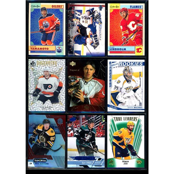 Lot of 9 Various Hockey Inserts or Rookie Cards Various Teams & Players