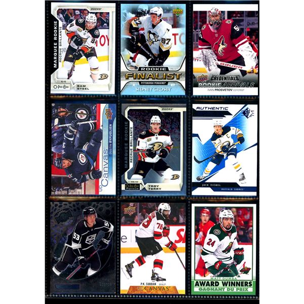 Lot of 9 Various Hockey Inserts or Rookie Cards Various Teams & Players