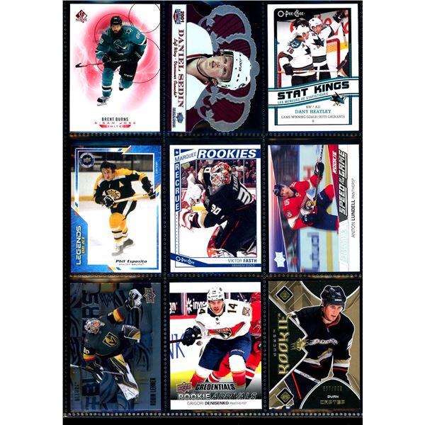 Lot of 9 Various Hockey Inserts or Rookie Cards Various Teams & Players