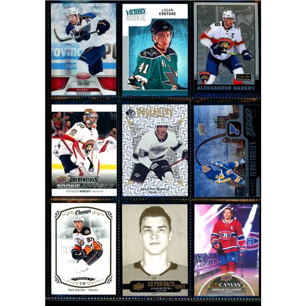 Lot of 9 Various Hockey Inserts or Rookie Cards Various Teams & Players