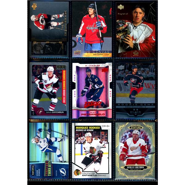 Lot of 9 Various Hockey Inserts or Rookie Cards Various Teams & Players