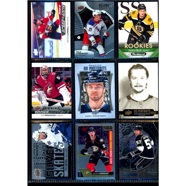 Lot of 9 Various Hockey Inserts or Rookie Cards Various Teams & Players