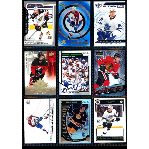 Lot of 9 Various Hockey Inserts or Rookie Cards Various Teams & Players