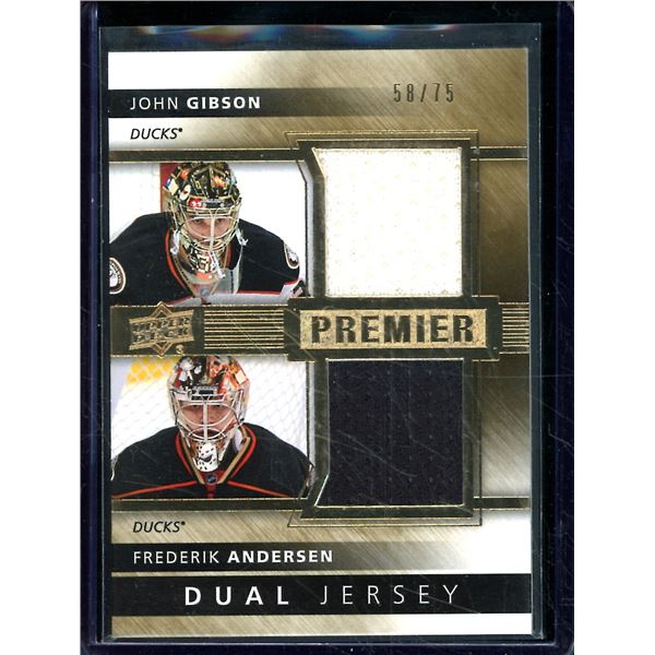 2014-15 Upper Deck Premier Duals Jerseys John Gibson/Frederik Andersen 58/75