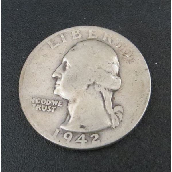 1942 USA Silver 25 Cent Coin