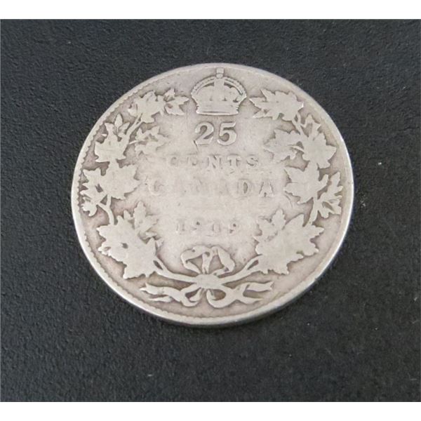 1919 Canadian Silver 25 Cent Coin