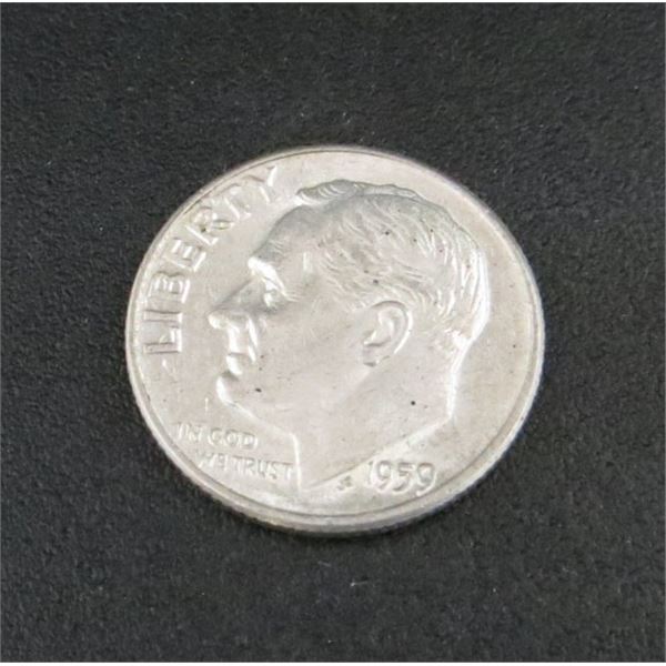 1959 USA Silver 10 Cent Coin