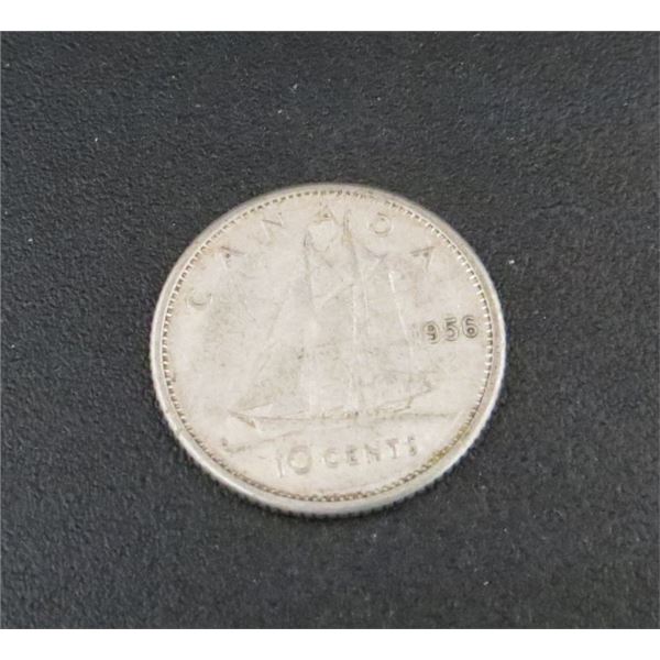 1956 Canadian Silver 10 Cent Coin