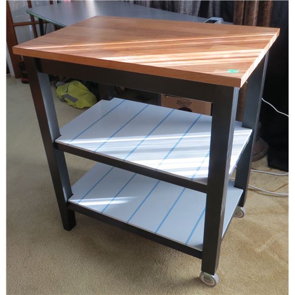 Rolling kitchen Cart/ Microwave Stand With Solid Wood Top 31” long x 20” Wide x 35