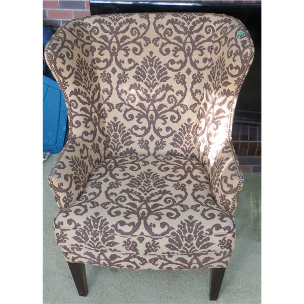 Vintage Tan & Brown Wingback Armchair