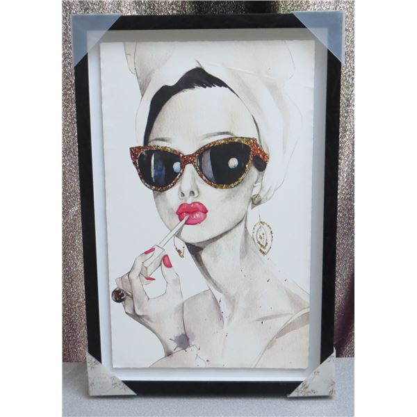 Audrey Hepburn Glamours Framed Picture 24” long x 16” wide