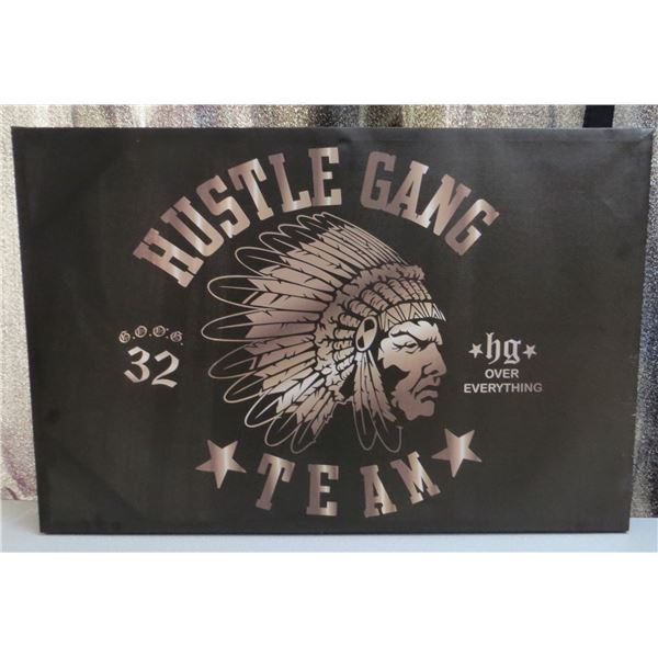 Hustle Game Team Framed Canvas Print 36” Wide x24” Tall