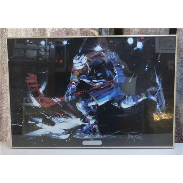 Framed Abstract Hockey Picture 36” long x 24” wide