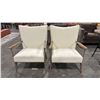 Image 1 : PAIR OF WHITE WING BACK ARMCHAIRS WITH WOODEN LEGS