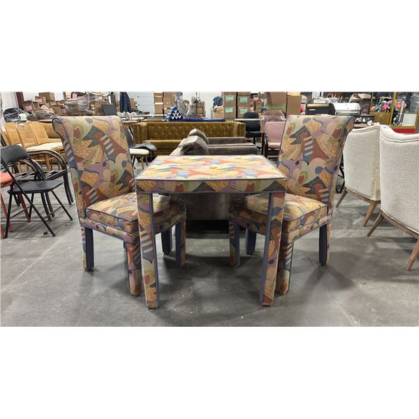 SQUARE UPHOLSTERED 31"H TABLE WITH TWO MATCHING CHAIRS