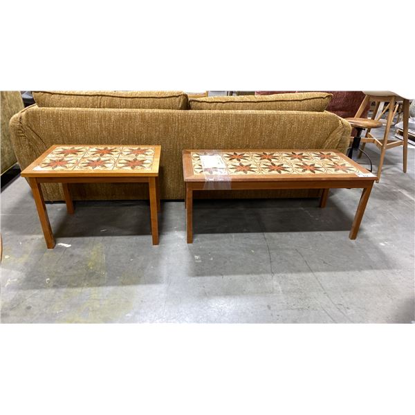 DANISH MODERN TEAK WITH TILE TOP COFFEE & END TABLE SET