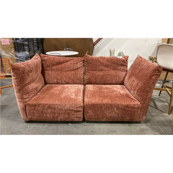 ROSE COLORED TWO PIECE UPHOLSTERED SOFA