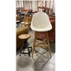 Image 1 : WOODEN TOP METAL LEG STOOL & A WHITE BARSTOOL