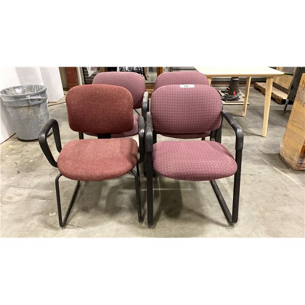 FOUR MAROON UPHOLSTERED CLIENT CHAIRS
