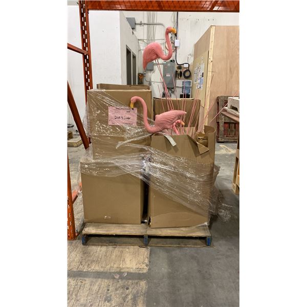 PALLET OF SET DEC PROPS/DECORATIONS - FLAMINGOS, TAKE OUT CONTAINERS & MORE *MUST TAKE ALL*