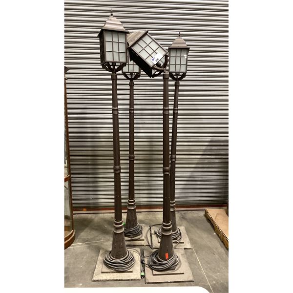 FOUR BROWN METAL MATCHING LAMP POSTS - APPROX. 96"H