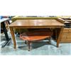 Image 1 : RECTANGULAR WOODEN DINING TABLE - APPROX. 57"W X 33"D X 29"H & A OVAL COFFEE TABLE