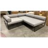 Image 1 : TWO PIECE METAL OUTDOOR PATIO LOUNGER SET WITH GREY CUSHIONS