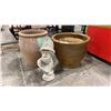 Image 1 : TWO LARGE PLANTER POTS & A DECORATIVE GARDEN PIECE