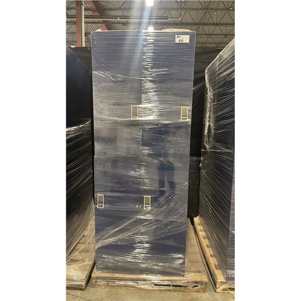 TWO FOUR SECTION DARK BLUE STORAGE LOCKERS WITH ELECTRONIC PASSCODE ENTRY