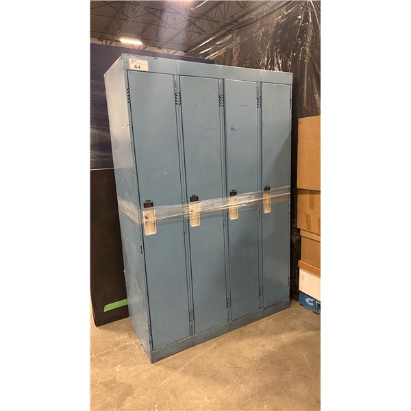 FOUR SECTION BLUE STORAGE LOCKER SYSTEM