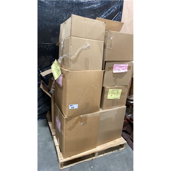 PALLET OF SET DEC PROPS/DECORATIONS - SHOES, YOGA BLOCK, WEIGHTS, LAMPS & MORE *MUST TAKE ALL*